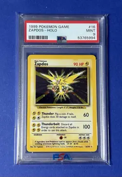 1999 Pokemon Game Zapdos Holo #16 PSA 9 MINT - Image 1