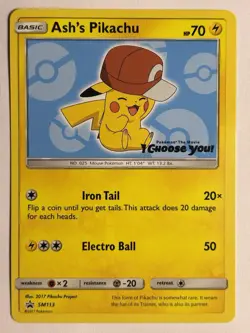 2017 Pokemon Ash's Pikachu SM113 - Black Star Promo - I Choose You Movie - Image 1