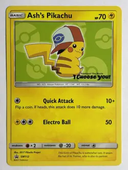 2017 Pokemon Ash's Pikachu SM112 - Black Star Promo - I Choose You Movie - Image 1