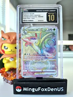 CGC 10 Pristine 💎 Serperior VSTAR Rainbow #086/068 Incandescent Arcana Pokemon - Image 1