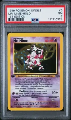 1999 POKEMON JUNGLE #6/64 MR. MIME HOLO 1ST EDITION PSA 7 - Image 1