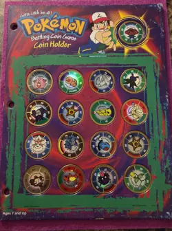 Hasbro Vintage Pokemon Battling Coin Game 52 Coins With Original Sheets - RARE - Image 3