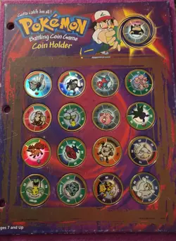 Hasbro Vintage Pokemon Battling Coin Game 52 Coins With Original Sheets - RARE - Image 4