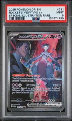 2025 Pokemon Destined Rivals Rocket's Mewtwo EX SIR #231 PSA 9 MINT - Image 1
