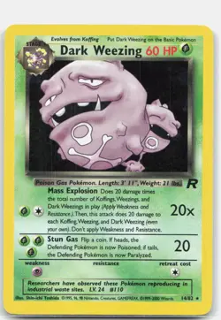 Dark Weezing 14/82 Holo Rare Team Rocket Pokemon Unlimited Holo Heavily Played - Image 1
