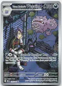 Team Rocket's Weezing 199/182 Illustration Rare Destined Rivals Pokemon NM - Image 1