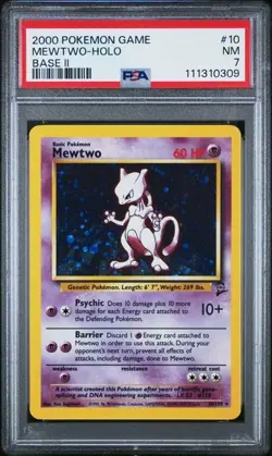 2000 POKEMON GAME BASE II #10/130 MEWTWO HOLO PSA 7 - Image 1