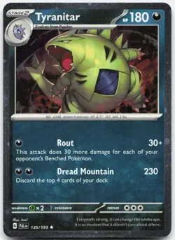 Tyranitar 135/193 Rare Paldea Evolved Pokemon Near Mint Cosmos Holo - Image 1