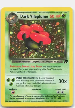 Dark Vileplume 13/82 Holo Rare Team Rocket Pokemon Unlimited Holo Lightly Played - Image 1