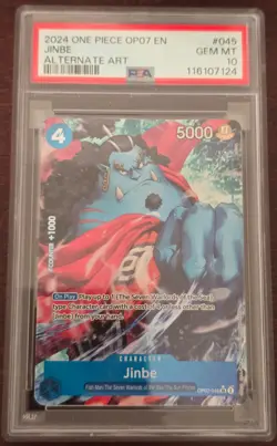 2024 ONE PIECE OP07-500 YEARS IN THE FUTURE ALTERNATE ART #045 JINBE PSA 10 - Image 1