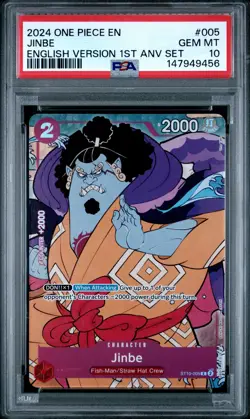 2024 ONE PIECE ENGLISH VERSION 1ST ANNIVERSARY SET #005 JINBE PSA 10 - Image 1