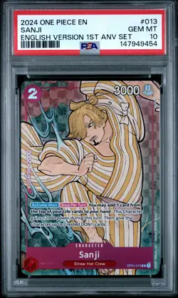 2024 ONE PIECE ENGLISH VERSION 1ST ANNIVERSARY SET #013 SANJI PSA 10 - Image 1