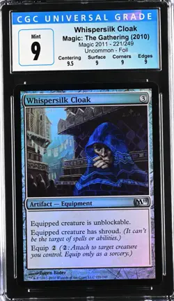 WHISPERSILK CLOAK 2011 Core Set Foil U CGC 9 Q+ MTG [Nostalgium] - Image 1
