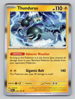 Holo Thundurus 070/197 Rare Obsidian Flames Pokemon - Image 1