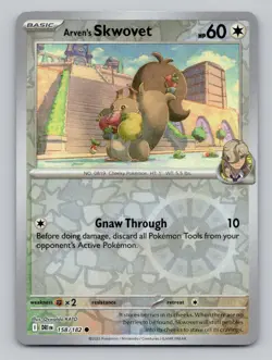 Reverse Holo Arven's Skwovet 158/182 Common Destined Rivals Pokemon - Image 1