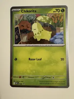 Pokemon TCG Chikorita MEP 069 Promo Holo Card - Image 1