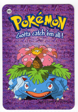 RARE Venusaur #003 Vintage Pokemon Vending Prism Holo Sticker Card 2000 Nintendo - Image 1