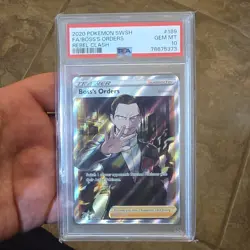 Pokemon Boss's Orders 189/192 Rebel Clash Full Art Holo PSA 10 - Image 1