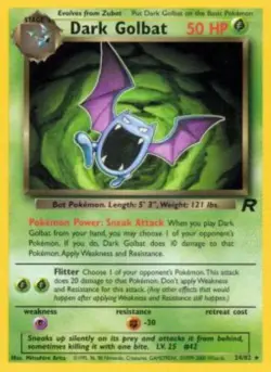 Vintage Pokemon TCG - Dark Golbat 24/82 Non Holo - Team Rocket - Heavily Played - Image 1