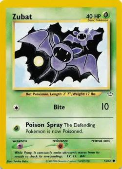 Pokemon Zubat Unlimited Common Neo Revelation #59/64 NM - Image 3