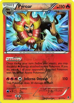 POKEMON Pyroar #12/119 Reverse Holo XY - Phantom Forces NM - Image 1