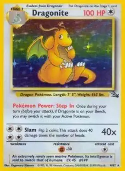 Dragonite - 4/62 - Holo Rare - Unlimited Edition PL/MP, English Pokemon Fossil - Image 1