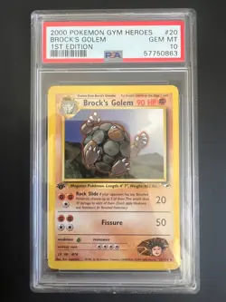 Pokemon TCG Brock's Golem 020/132 Gym Heroes 1st Edition PSA 10 - Image 1
