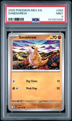 2025 POKEMON MEG EN-MEGA EVOLUTION #068 SANDSHREW PSA 9 - Image 1