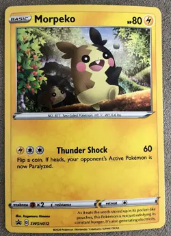 2020 Pokemon Sword & Shield Morpeko Hologram Holo Black Star Promo SWSH012 NM - Image 1