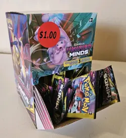 Pokemon Sun & Moon Unified Minds Gravity Box Mini Packs SEALED) 3 card Booster - Image 1