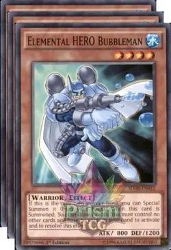 X3 Playset 1st Ed Elemental HERO Bubbleman SDHS-EN012 Yugioh - Image 1
