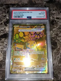 2025 POKEMON PRE EN-PRISMATIC EVOLUTIONS HYPER RARE #179 PIKACHU EX PSA 8 - Image 1