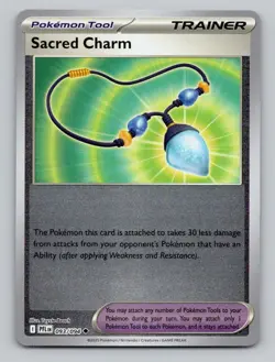 Reverse Holo Sacred Charm 093/094 Uncommon Phantasmal Flames Pokemon - Image 1