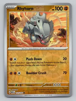 Reverse Holo Rhyhorn 111/165 Common 151 Pokemon - Image 1