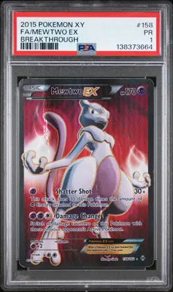 PSA 1 2015 Pokemon XY Breakthrough Full Art Mewtwo EX 158/162 Holo Foil Rare - Image 1