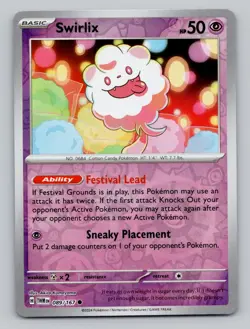 Reverse Holo Swirlix 089/167 Common Twilight Masquerade Pokemon - Image 1