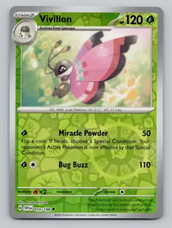 Reverse Holo Vivillon 010/198 Uncommon Scarlet & Violet Pokemon - Image 1