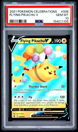 2021 POKEMON CELEBRATIONS #006 FLYING PIKACHU V PSA 10 - Image 1