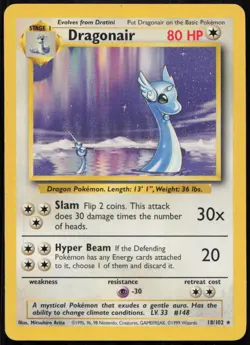 Dragonair 18/102 LP Base Set Unlimited Rare Pokemon - Image 1
