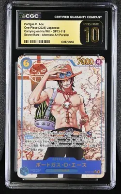CGC 10 Pristine One Piece Portgas D. Ace OP13-119 SEC Carrying His Will Alt Art - Image 1