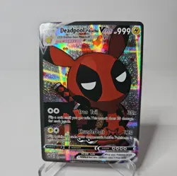 Pokemon TCG Deadpool as Pikachu VCOS Cosplay Custom Full Art Holographic Card - Image 1