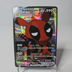 Pokemon TCG Deadpool as Pikachu VCOS Cosplay Custom Full Art Holographic Card - Image 3