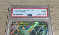 2025 Pokemon BLK EN Black Bolt #003 Serperior EX PSA 9 MINT Holo Rare Card - Image 3