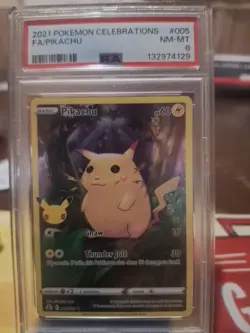 Pokemon 2021 Celebrations Pikachu Full Art Card 005/025 PSA 8 - Image 1