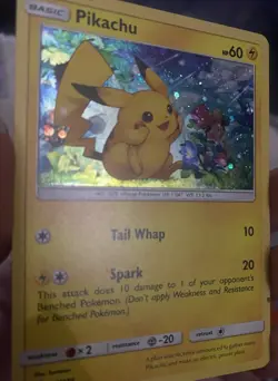 Pokemon Pikachu SM86 SM Promo Holo 60 HP Basic Tail Whap Spark TCG Card w SWIRL - Image 1