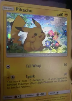 Pokemon Pikachu SM86 SM Promo Holo 60 HP Basic Tail Whap Spark TCG Card w SWIRL - Image 3