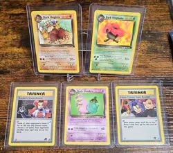Pokemon Team Rocket 5 Card Lot 4 Reg. 1 Holo Here Comes Team Rocket Trainer - Image 1