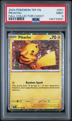 2024 POKEMON TEF EN-TEMPORAL FORCES FALL COLLECTOR CHEST #051 PIKACHU PSA 9 - Image 1