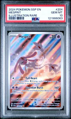 2024 POKEMON SSP EN-SURGING SPARKS ILLUSTRATION RARE #204 MESPRIT PSA 10 - Image 1