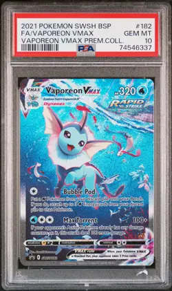 2021 POKEMON SWSH BLACK STAR PROMO #182 FULL ART/VAPOREON VMAX PSA 10 - Image 1
